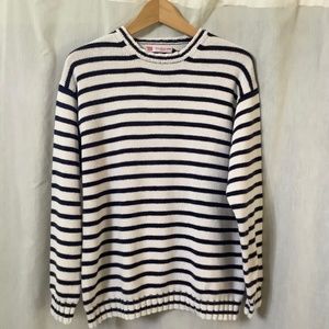 Navy and White Striped Crewneck Sweater